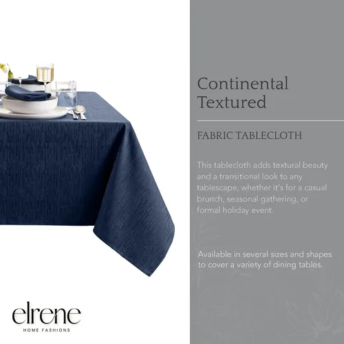 Vista 2 de Elrene Home Fashions - Mantel Continental de textura sólida resistente al agua, manchas y arrugas, 52 x 70 pulgadas, rectangular, color azul marino