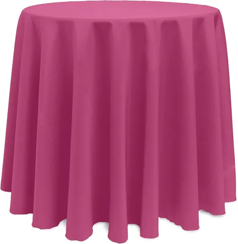 Vista 53 de ULTIMATE TEXTILE Mantel redondo de lino de poliéster de 120 pulgadas, color rosa neón