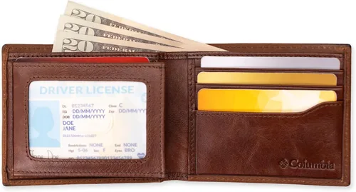 Vista 77 de Columbia Billetera plegable para hombre, múltiples ranuras para tarjetas, ventana de identificación