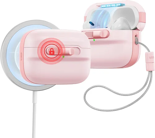 Vista 22 de ESR Funda para AirPods Pro (2023/2022/2019, 2ª/1ª generación), compatible con Airpods Pro 2 (cable USB-C/Lightning), listo para MagSafe, bloqueo