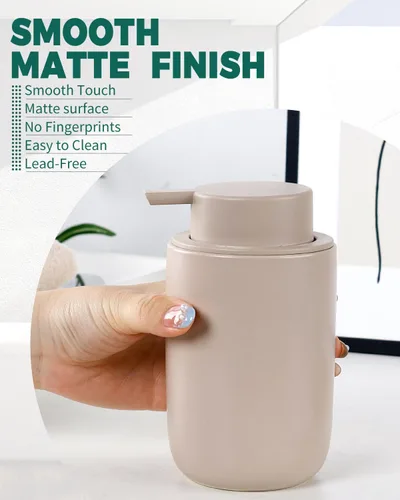 Vista 5 de BosilunLife Dispensador de jabón de espuma – Dispensador de espuma de cerámica para lavado de manos para baño, dispensador de jabón pequeño moderno