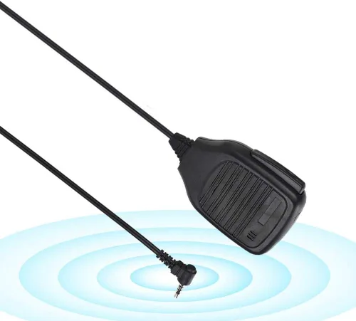 Vista 5 de PTT Mini micrófono de mano impermeable micrófono altavoz, UV3R micrófono de mano para Baofeng para Yaesu radio bidireccional Walkie Talkie