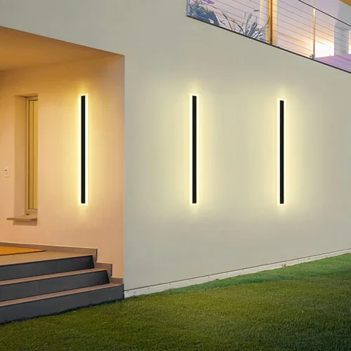 Vista 4 de Moderno aplique de pared para exteriores, acrílico blanco esmerilado, 23.6 pulgadas