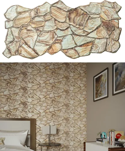 Vista 13 de Dundee Deco Paneles de pared 3D, paneles de pared de PVC de piedra sintética de carbón blanco para decoración de pared interior, sala de estar, Gris