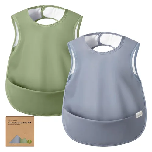 Vista 12 de KeaBabies Baberos impermeables para bebé niña, niño – Paquete de 2 baberos ligeros y grandes para comer, atrapador de comida portátil, esenciales