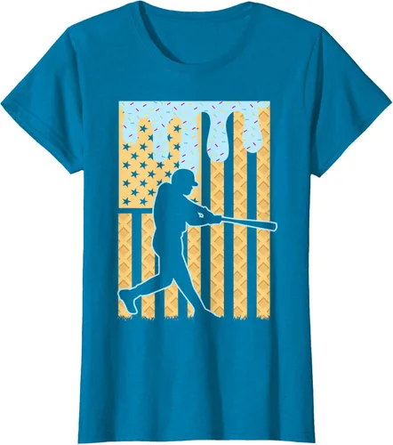 Vista 109 de Camiseta de béisbol Drip Boys Dripping Ice Cream Baseball American Flag, Negro -, Pequeña