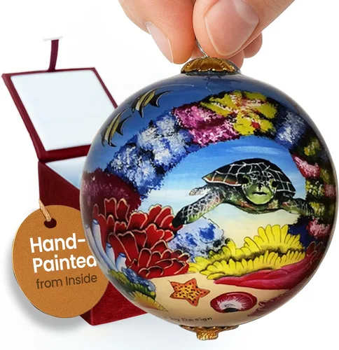 Vista 14 de Hawaiian Beach Life - Adorno hawaiano coleccionable de cristal pintado a mano con caja de regalo NB/H