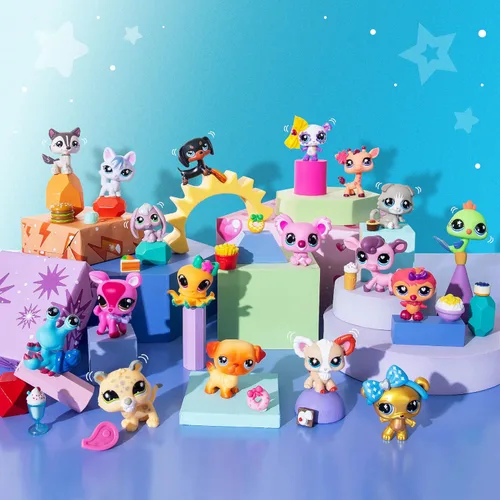 Vista 4 de Littlest Pet Shop - Pet Surprise - Paquete de tres - Serie 4 - Figura de juguete auténtica LPS Bobble Head de 7, animal de juguete coleccionable, a