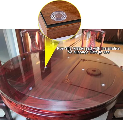 Vista 6 de WORDFUN Mesa de vidrio templado, tablero redondo de vidrio templado de 14 a 40 pulgadas, duradero, resistente a los impactos, para mesa de comedor