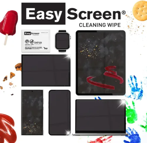 Vista 5 de Easy Screen, toallitas de limpieza de pantalla premium, electrónica, pantallas táctiles y limpiador de gafas, 50 paquetes individuales por caja