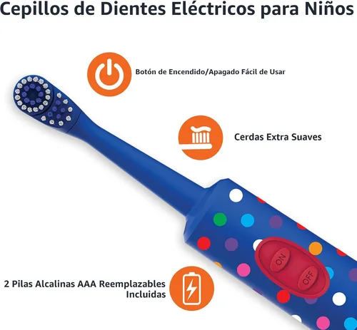 Vista 3 de Amazon Basics Cepillo de dientes con pilas para niños, 2 unidades, 1 paquete (anteriormente Solimo)
