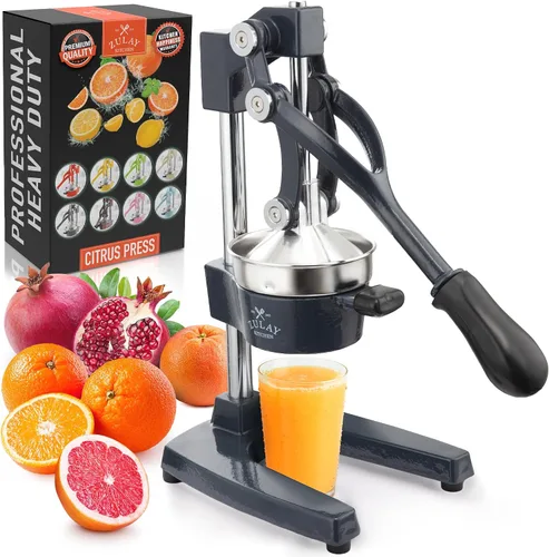 Vista 20 de Zulay Kitchen Exprimidor de hierro fundido, exprimidor de naranja resistente con coladores desmontables para una fácil limpieza, prensa de cítricos