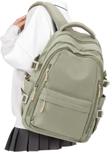 Vista 12 de BOXSAM Mochila ligera para mujer, mochila grande de viaje para laptop, mochila informal para la universidad, mochila para hombres, color beige