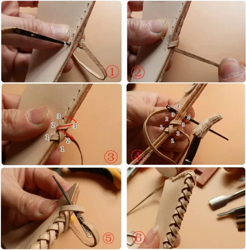 Vista 4 de Cuerda de cuero genuino de 21 yardas, cuerda plana de cuero trenzado para hacer joyas, collares, pulseras, cordones de zapatos, correas de bolsa