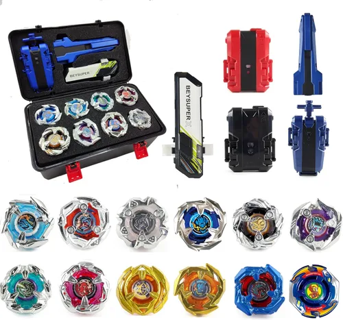 Vista 8 de MUSTYBELT Juego de Trompos para Combate Burst Gyro, Juego de Juguete para Regalo para Niños de 6, 8, 10, 12+ años, Juego de Combate con 12 Trompos