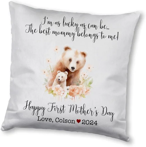 Vista 17 de Mother's Day Bear, First Mother's Day Custom Pillowcase, Personalized Mother's Day Pillowcase, Gift for Mom, Home Decor