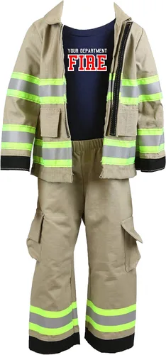Vista 2 de Traje de 3 piezas personalizado de bombero para niños pequeños