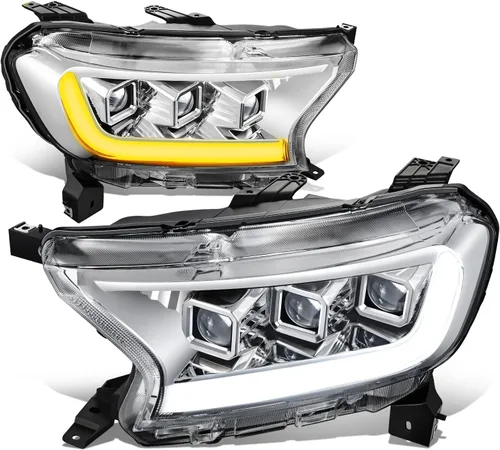 Vista 9 de Auto Dynasty Conjunto de faros LED DRL compatible con Ford Ranger XL XLT 2019 2020 2021 2022, faros delanteros de doble proyector con señal de giro