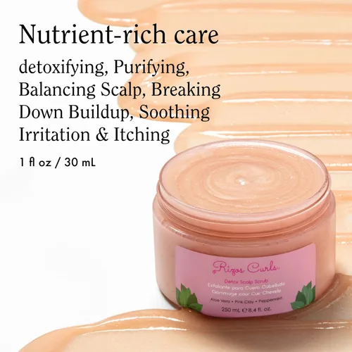 Vista 2 de Rizos Curls Exfoliante desintoxicante para el cuero cabelludo, exfolia para eliminar la acumulación y el exceso de aceite, alivia la picazón