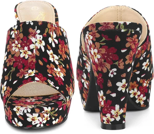 Vista 3 de Perphy Sandalias de plataforma con tacón grueso y floral para mujer