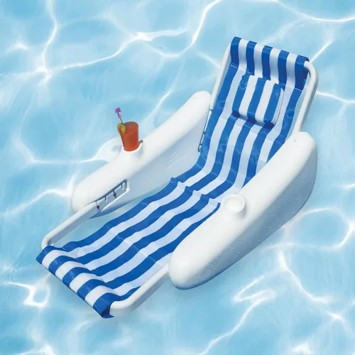 Vista 3 de Silla flotante Sunchaser de 66 pulgadas con respaldo a rayas azules y blancas