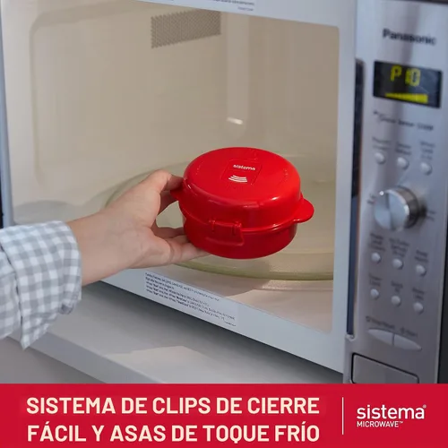 Vista 4 de Sistema 1117 Utensilio de cocina para cocinar huevos de manera fácil en el microondas, color rojo