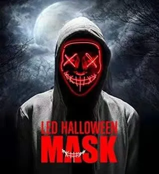 Vista 3 de VITALL Máscaras de Halloween disfraz de miedo disfraz de purga para mujeres hombres niños mascarada cosplay carnaval festivales fiestas regalos rojo