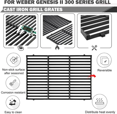 Vista 4 de 66095 66802 Piezas de repuesto de rejillas para Weber Genesis II E-310 II E-315 II E-335 II GS4 II E-330 LX E-340 Piezas de parrilla Weber Genesis