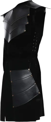 Vista 2 de Chaleco victoriano medieval para hombre, chaleco renacentista sin mangas, Estilo negro