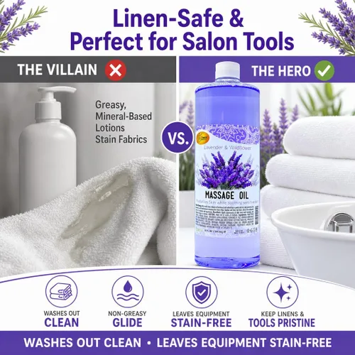 Vista 3 de SPA REDI Aceite de masaje de tejido profundo, deslizamiento sin residuos, lavanda, 32 onzas