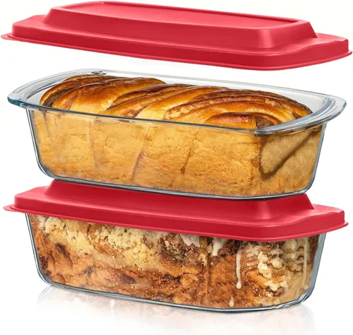 Vista 19 de Razab LARGE 7.6 Cups/1800 ML/1.9 Qt Glass Loaf Pan with Lids - Meatloaf Pan BPA free Airtight Lids Grip Handle Easy Carry, Microwave and Oven Safe