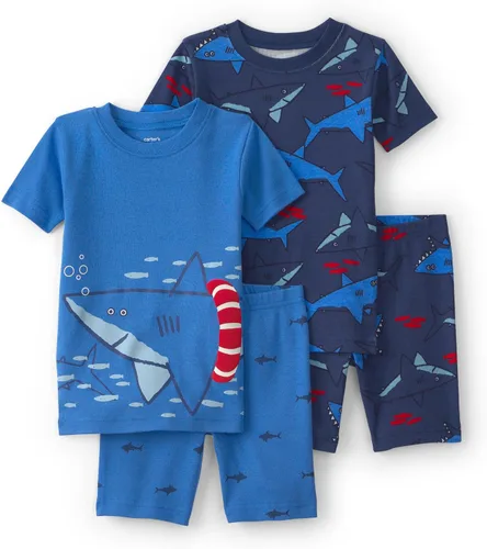 Vista 20 de Carter's Conjunto de pijama de algodón ajustado de 4 piezas para niños Perro rayado