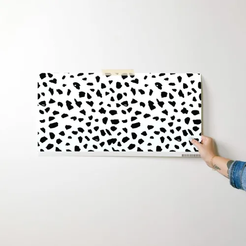 Vista 7 de Spoonflower Papel tapiz para despegar y pegar, blanco y negro, puntos de dálmata, puntos de leopardo, piel de animal, género, neutro, impresión