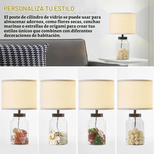 Vista 2 de GyroVu Lámpara de Mesa Rellenable para Decoraciones Navideñas, Lámpara de Mesa con Vidrio Transparente Rellenable DIY, Lámpara de Vidrio Moderna
