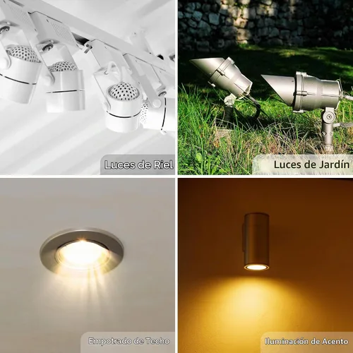 Vista 5 de Simba Lighting focos de luz LED MR16 halógenos de 20/35/50 W y 12 V, con base GU5 de 3 pines. Paquete de 10 unidades.