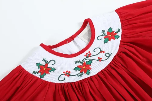 Vista 2 de Lil cactus Vestido de obispo fruncido navideño para bebés y niñas