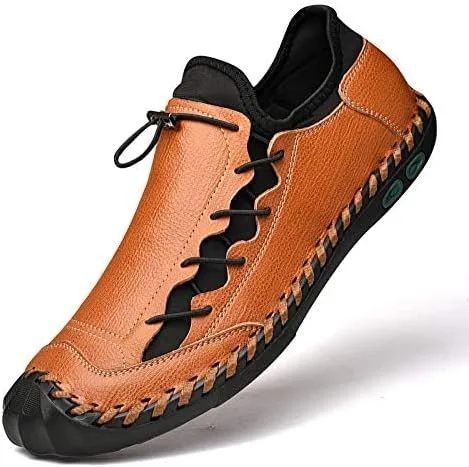 Vista 2 de LZDZN Zapatos casuales para hombre para hombre, mocasines de cuero, vestido para conducir, negro, marrón, amarillo, blanco, tamaño grande, ancho