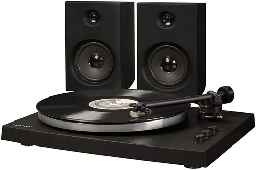Vista 7 de Crosley T150B-WH - Moderno sistema de tocadiscos Bluetooth de 2 velocidades con brazo de tono ponderado variable y altavoces estéreo, color blanco