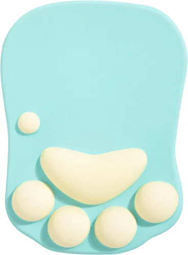 Vista 15 de Alfombrilla de mouse ergonómica con diseño de pata de gato, con soporte para muñeca, gel de silicona, diseño lindo y kawaii, azul y rosa, hogar