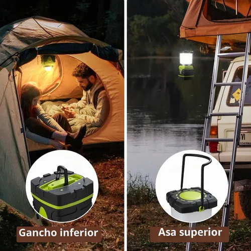 Vista 5 de Lepro Linterna LED de campamento de 1500 lúmenes, luz verde para tienda de campaña con 4 modos de luz, esenciales para camping, linterna impermeable