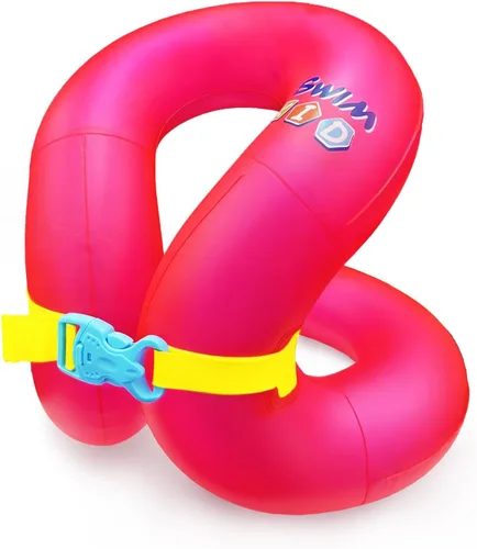 Vista 8 de Chaleco de natación para niños pequeños de 3-6/5-12 años, 30-50/50-90 libras, flotadores inflables portátiles para piscina con hebilla de seguridad
