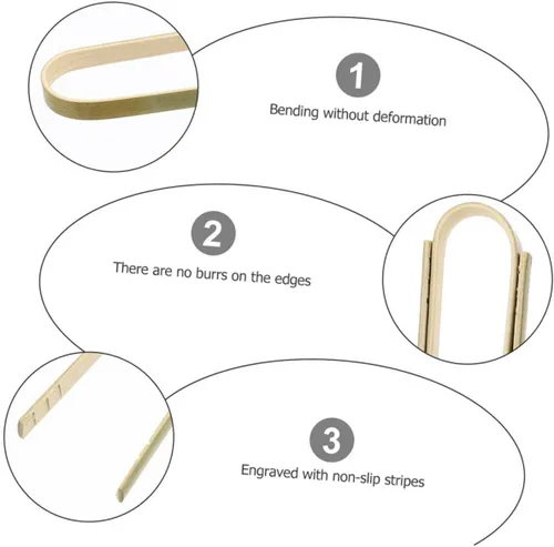 Vista 9 de DOITOOL Pinzas para pan de cocina, pinzas de bambú para alimentos, función anti-escaldaduras, para utensilios de cocina, 10 uds