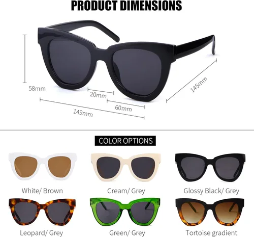 Vista 3 de GIFIORE Gafas de sol cuadradas de gran tamaño para mujer de los años 70 estilo retro de moda de Sol negro