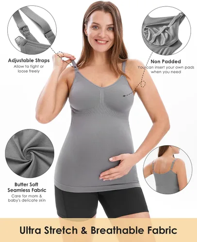 Vista 2 de HOFISH Camisetas sin mangas de lactancia para lactancia materna, cómodas y elásticas