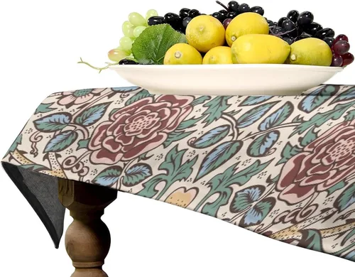 Vista 55 de Mantel Floral Retro de Pájaros, Diseño Original Bohemio William Morris Estampado Cubierta de Mesa para Hogar Picnic Fiesta Comedor Cocina William