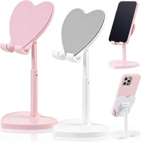 Vista 8 de Kathfly Paquete de 2 bonitos soportes para teléfono, soporte ajustable para teléfono de conejito para escritorio, soporte Kawaii, accesorios