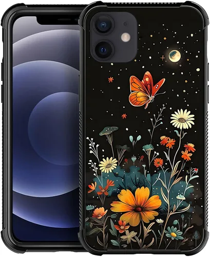 Vista 18 de ZHEGAILIAN Funda compatible con iPhone 12 Mini, fundas de cristal de color caballo de baile, parte trasera de vidrio templado+funda protectora