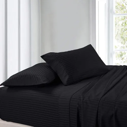 Vista 28 de Sábanas de tamaño Split King con 2 sábanas bajeras individuales XL, color negro, sábanas 100% algodón, bolsillo profundo, satén de algodón fresco