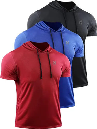 Vista 7 de Neleus - Camiseta sin mangas deportiva Dry Fit para correr con capucha