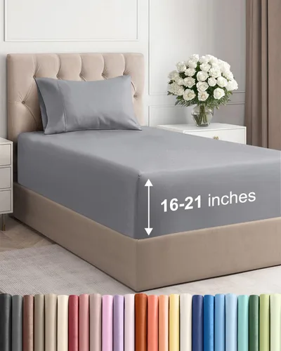Vista 58 de Juego de sábanas tamaño Queen con bolsillos extra profundos, sábanas transpirables y refrescantes de 4 piezas, ropa de cama de lujo para hotel